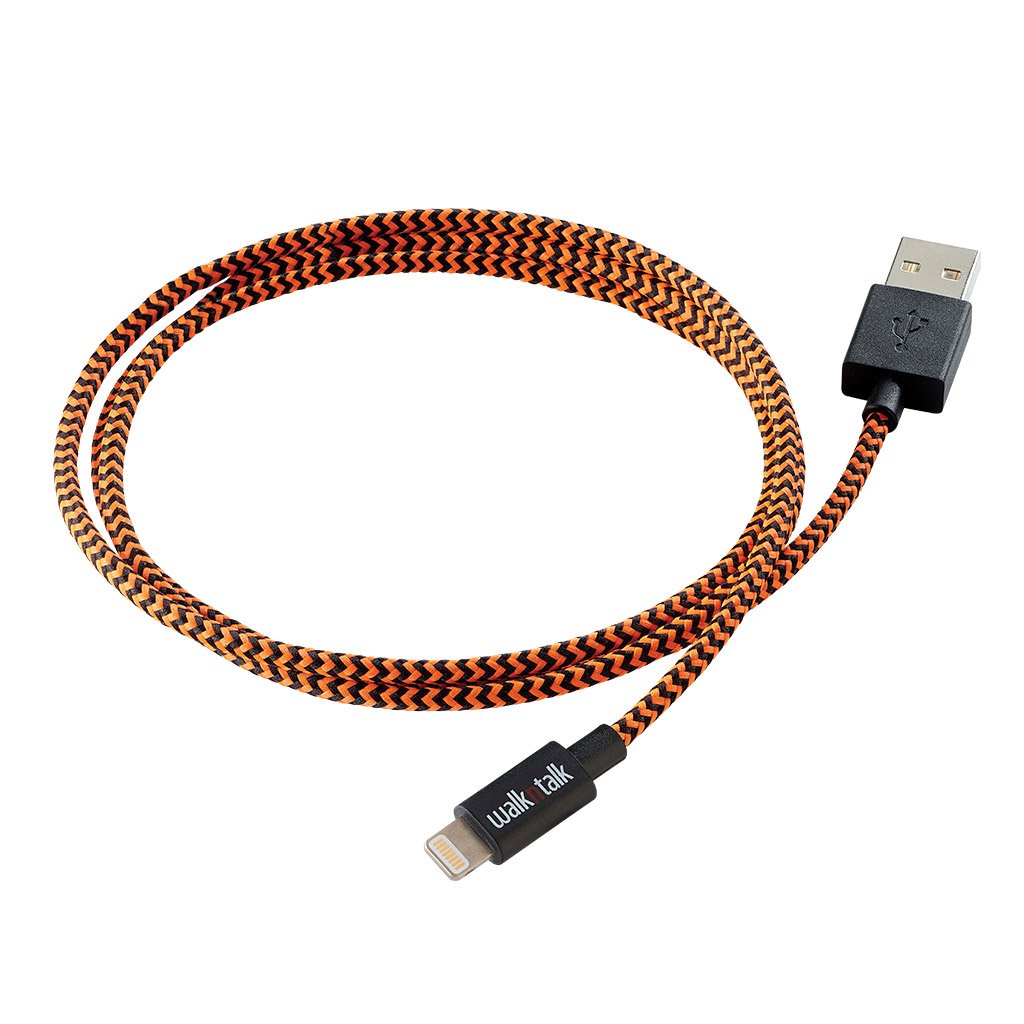 Cable Lightning Braided 1m - Orange Apple MFI Certified Charge and Sync Cable